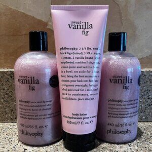Philosophy Sweet Vanilla Fig 2 Shower Gels & Body Lotion! NEW